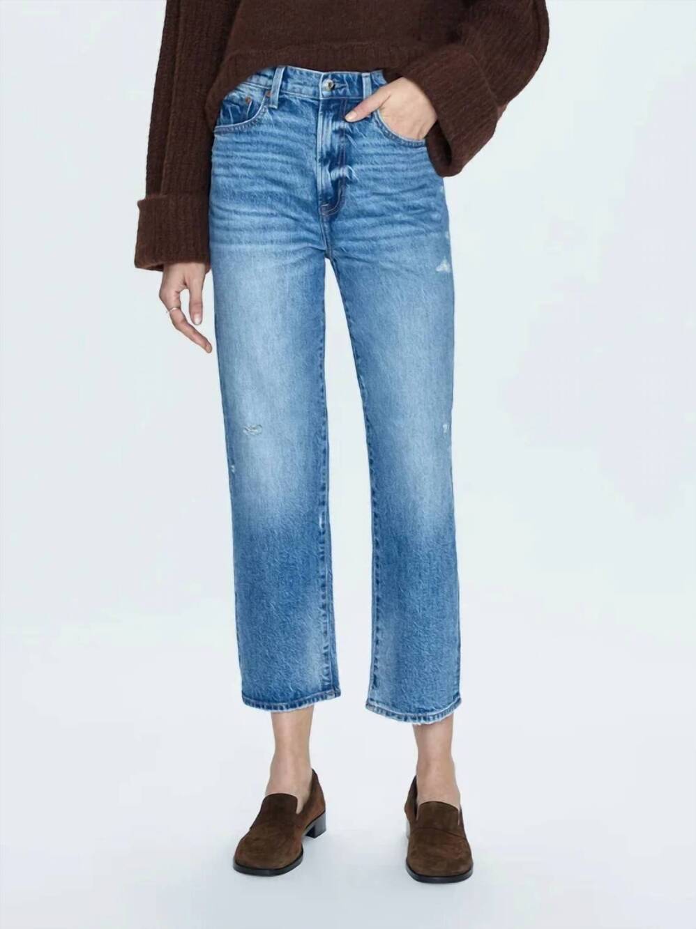 NEW PISTOLA cassie super high rise straight leg crop jeans in central vintage